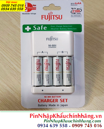 Fujitsu FCT345FXEST(B) _Máy Sạc Pin nhanh 6Giờ kèm sẳn 4 pin sạc Fujitsu HR-3UTC AA2000mAh 1.2v, Xuất xứ NHẬT